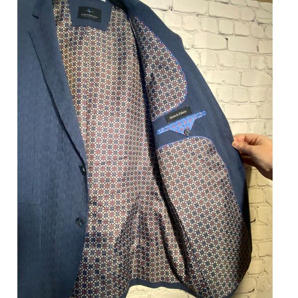 TailorByrd Men's 2 Button Sport Coat Blue Size 44R Fully Lined Stretch Fabric - Picture 10 of 16